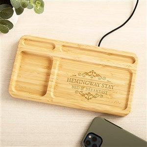 Engraved Logo Bamboo Charging Valet Tray - 51603