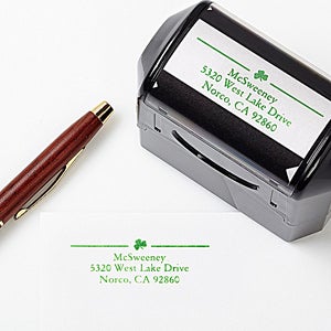 Personalized Return Address Self Inking Stamper Irish Shamrock
