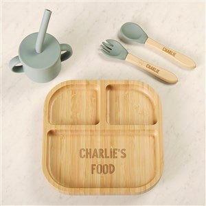 Personalized Baby Bamboo Dinnerware Set - Plate, Cup, Utensils - 52418