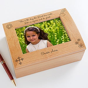 Personalized Girls First Communion Wooden Photo Box   The Day the Lord has Made