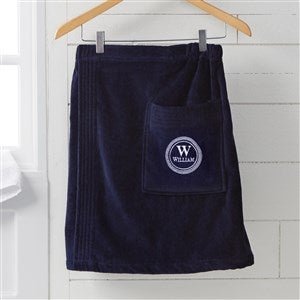 Gentleman's Seal Embroidered Men's Navy Velour Towel Wrap - 52813