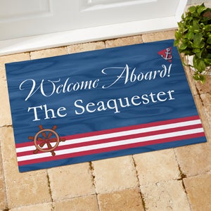 Personalized Boat Floor Mat   Welcome Aboard Design