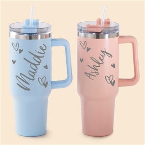 Doodle Hearts Engraved 40 oz Stainless Steel Tumbler  - 53642