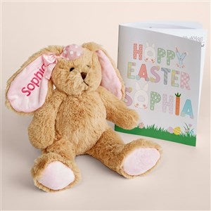 Embroidered Pink Easter Bunny & Coloring Book Gift Bundle - 54275