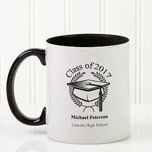 Graduation Cap Personalized Coffee Mug 11oz.- Black