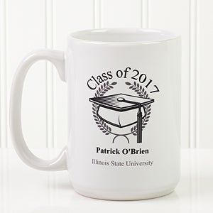 Graduation Cap Personalized Coffee Mug 15oz.- White