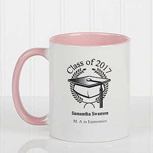 Graduation Cap Personalized Coffee Mug 11oz.- Pink