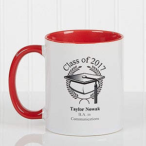 Graduation Cap Personalized Coffee Mug 11oz.- Red