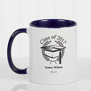 Graduation Cap Personalized Coffee Mug 11oz.- Blue