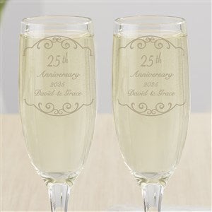 Personalized Anniversary Champagne Flutes - Set Of 2 - Unique Anniversary Gifts By Year