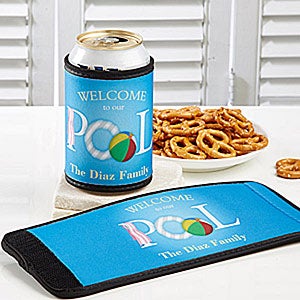 Welcome To Our Pool Personalized Can & Bottle Wrap