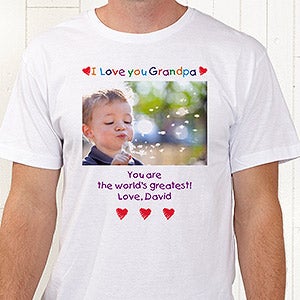 Loving Him Personalized Photo T-Shirt for Fathers & Grandfathers - Adult Large - Black