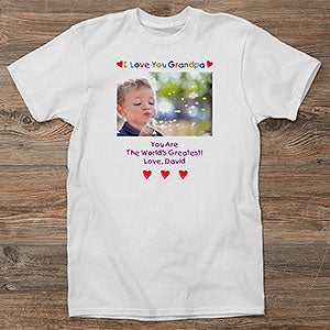 Loving Him Personalized Photo T-Shirt For Fathers & Grandfathers - Adult Small - Black