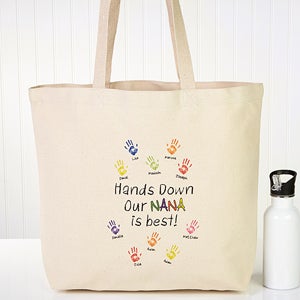 Hands Down Personalized Parent or Grandparent Canvas Tote Bag