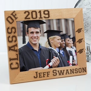 Personalized Wooden Graduation Photo Frame - Hats Off Edition - 8x10