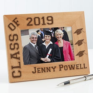 Personalized Wooden Graduation Photo Frame - Hats Off Edition - 4x6