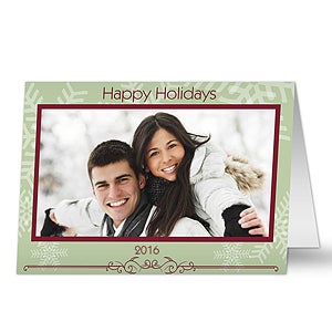 Snowflake Greetings HORIZONTAL Photo Cards & Envelopes