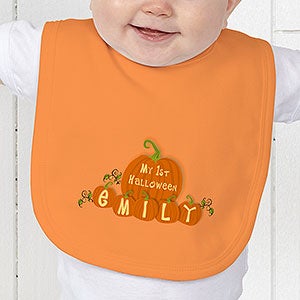 Personalized Baby's First Halloween Pumpkin Bib