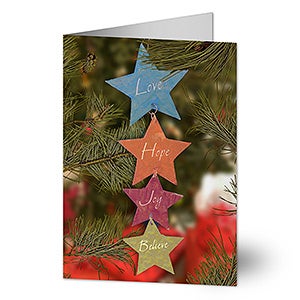 Love, Hope, Joy, Believe Personalized Christmas Cards