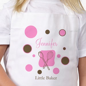 Lil Baker Personalized Kids Apron with Polka Dots