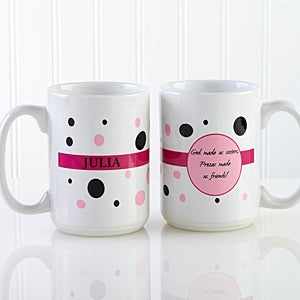 Personalized Large Coffee Mugs for Her - Sweet & Sassy Polka Dots