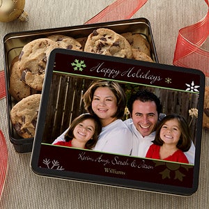 Happy Holidays Personalized Photo Cookie Tin