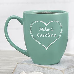 A Heart Of Love Personalized 16 Oz Bistro Mug - Aqua