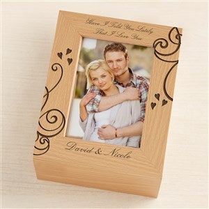 I Love You Engraved Wood Photo Memory Box