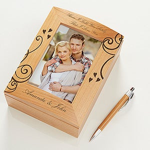 I Love You Engraved Wood Photo Memory Box