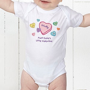 Candy Hearts Personalized Valentines Day Baby Bodysuit