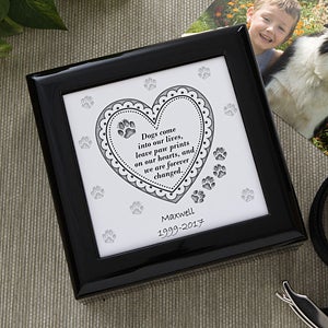 Paw Prints On My Heart Memorial Keepsake Box