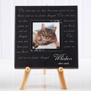 Photo Pet Memorial Canvas Table-Top Art - Paw Prints On Our Hearts