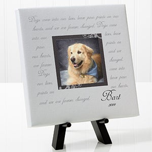 Paw Prints On Our Hearts Photo Pet Memorial Canvas Art - 8x8