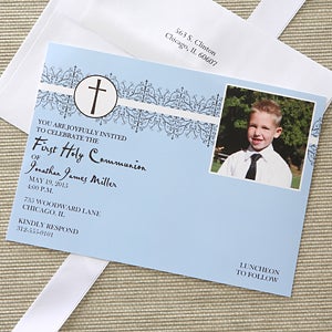 Boys First Communion Personalized Photo Invitations