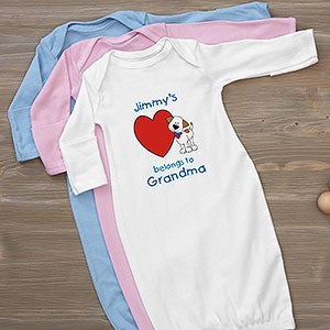 Personalized Baby Gown - Puppy Heart Design