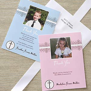 Personalized First Communion Photo Thank You Cards