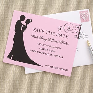 Save The Date Cards - Bride & Groom Silhouette - Set of 24