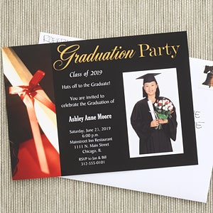 Photo Graduation Party Invitations with Diploma - Set of 5