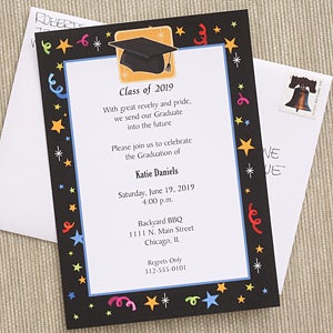 Printed Graduation Party Invitations - Let's Celebrate - Set of 5