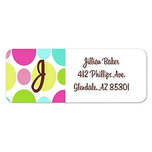 Polka Dot Monogram Custom Address Labels - 1 set of 60