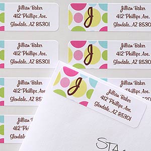 Polka Dot Monogram Custom Address Labels