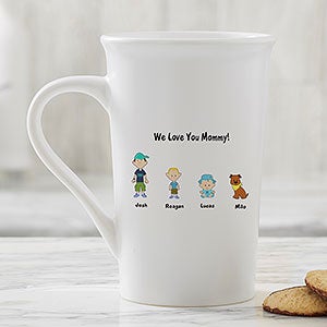 Personalized Latte Mug - Family Cartoon Characters