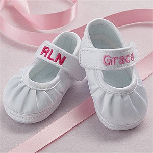 Personalized Mary Jane Satin Baby Shoes for Girls