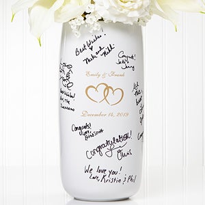 Personalized Signature Wedding Vase - Joined Hearts