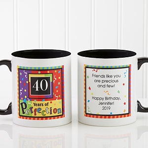 Personalized Birthday Coffee Mugs - Aged To Perfection - Black Handle