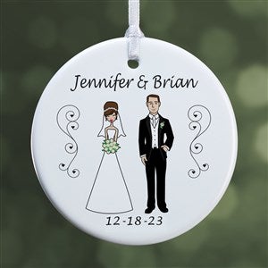 Personalized Christmas Ornaments - Bride and Groom Characters - 1-Sided