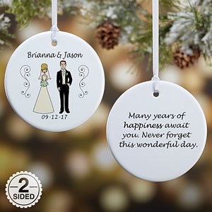 2-Sided Wedding Party Characters Personalized Ornament