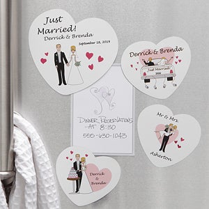 Personalized Bride & Groom Wedding Magnets - Just Married