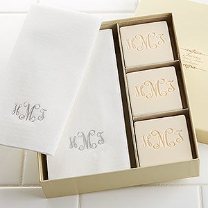 Elegant Monogram Guest Soap & Towel Set - Monogram