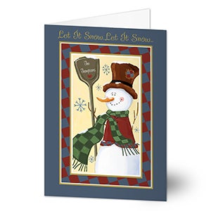 Let It Snow Personalized Snowman Christmas Cards